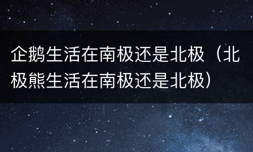 企鹅生活在南极还是北极（北极熊生活在南极还是北极）