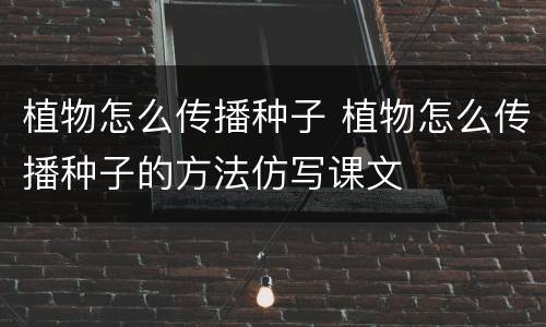 植物怎么传播种子 植物怎么传播种子的方法仿写课文