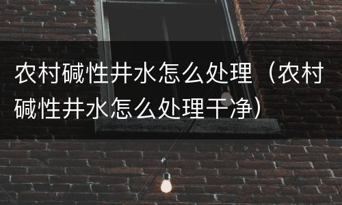 农村碱性井水怎么处理（农村碱性井水怎么处理干净）