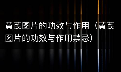 黄芪图片的功效与作用（黄芪图片的功效与作用禁忌）