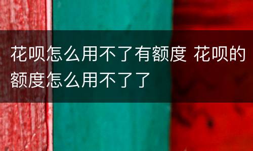 花呗怎么用不了有额度 花呗的额度怎么用不了了