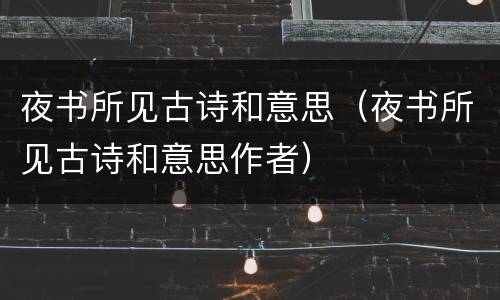 夜书所见古诗和意思（夜书所见古诗和意思作者）