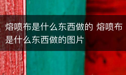 熔喷布是什么东西做的 熔喷布是什么东西做的图片