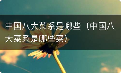 中国八大菜系是哪些（中国八大菜系是哪些菜）