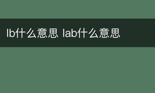 lb什么意思 lab什么意思