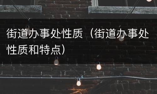 街道办事处性质（街道办事处性质和特点）