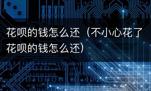 花呗的钱怎么还（不小心花了花呗的钱怎么还）