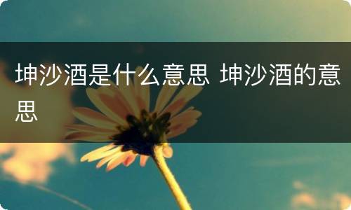 坤沙酒是什么意思 坤沙酒的意思