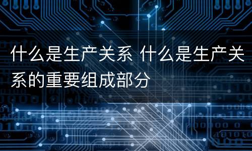 什么是生产关系 什么是生产关系的重要组成部分