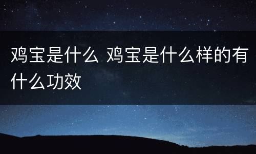 鸡宝是什么 鸡宝是什么样的有什么功效