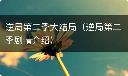 逆局第二季大结局（逆局第二季剧情介绍）
