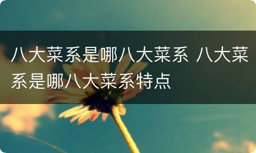 八大菜系是哪八大菜系 八大菜系是哪八大菜系特点