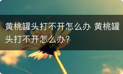 黄桃罐头打不开怎么办 黄桃罐头打不开怎么办?