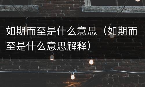 如期而至是什么意思（如期而至是什么意思解释）