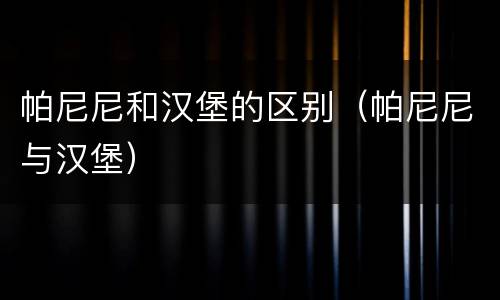 帕尼尼和汉堡的区别（帕尼尼与汉堡）