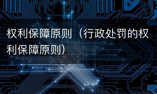 权利保障原则（行政处罚的权利保障原则）