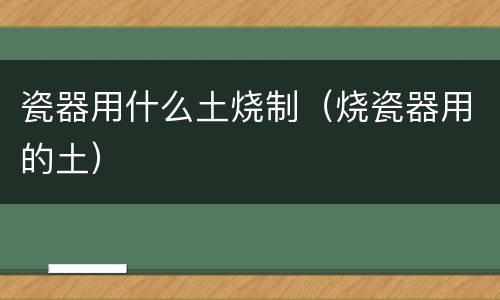 瓷器用什么土烧制（烧瓷器用的土）