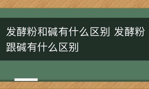 发酵粉和碱有什么区别 发酵粉跟碱有什么区别