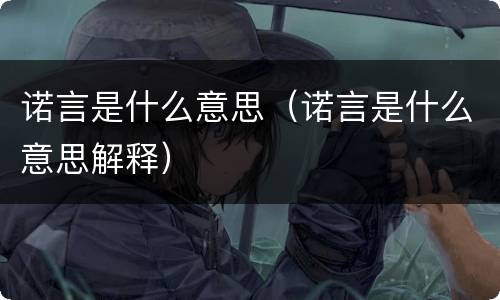 诺言是什么意思（诺言是什么意思解释）