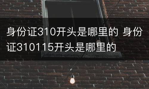 身份证310开头是哪里的 身份证310115开头是哪里的