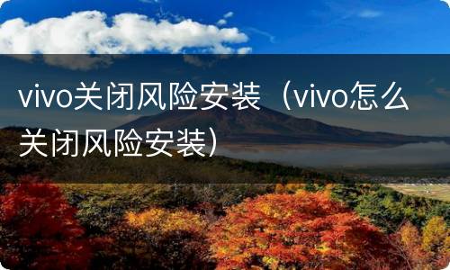 vivo关闭风险安装（vivo怎么关闭风险安装）