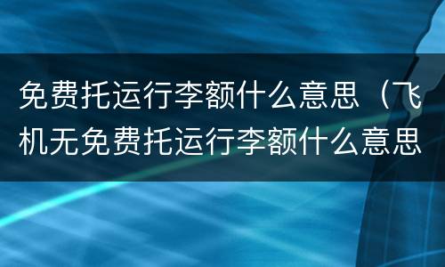 免费托运行李额什么意思（飞机无免费托运行李额什么意思）