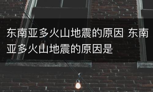 东南亚多火山地震的原因 东南亚多火山地震的原因是