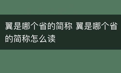 翼是哪个省的简称 翼是哪个省的简称怎么读