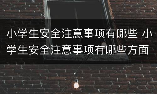小学生安全注意事项有哪些 小学生安全注意事项有哪些方面