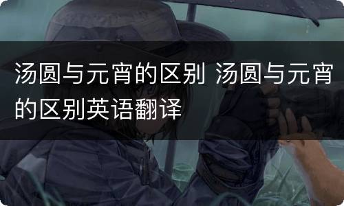 汤圆与元宵的区别 汤圆与元宵的区别英语翻译