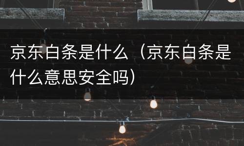 京东白条是什么（京东白条是什么意思安全吗）