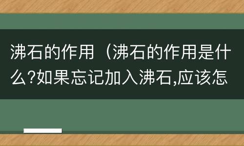 沸石的作用（沸石的作用是什么?如果忘记加入沸石,应该怎么操作?）