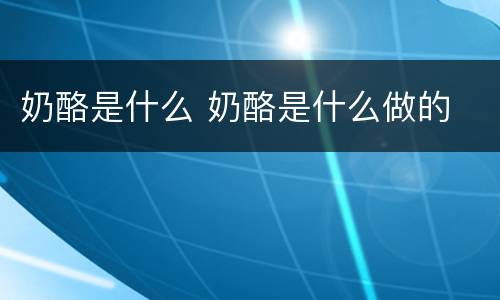 奶酪是什么 奶酪是什么做的