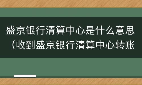 盛京银行清算中心是什么意思（收到盛京银行清算中心转账）