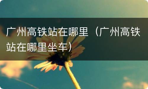 广州高铁站在哪里（广州高铁站在哪里坐车）