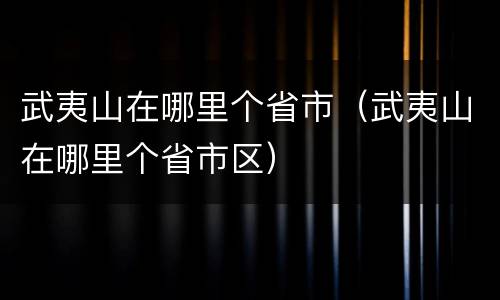 武夷山在哪里个省市（武夷山在哪里个省市区）