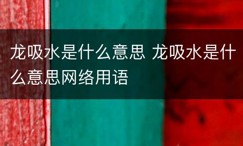 龙吸水是什么意思 龙吸水是什么意思网络用语