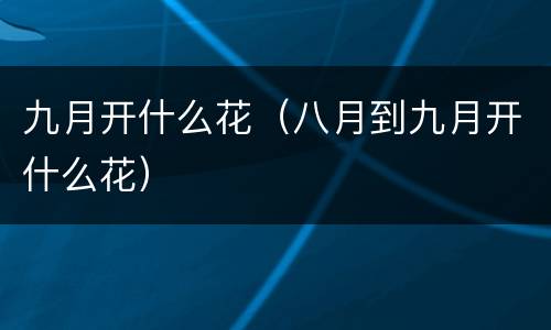 九月开什么花（八月到九月开什么花）