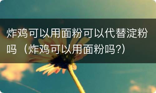 炸鸡可以用面粉可以代替淀粉吗（炸鸡可以用面粉吗?）