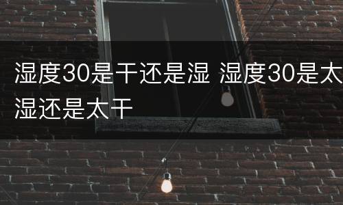 湿度30是干还是湿 湿度30是太湿还是太干