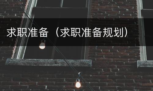 求职准备（求职准备规划）