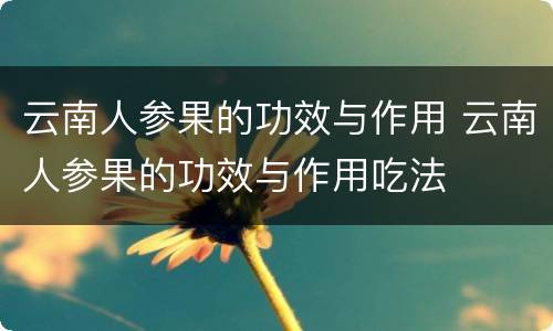 云南人参果的功效与作用 云南人参果的功效与作用吃法