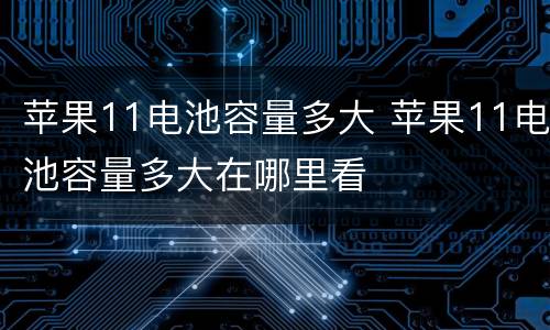 苹果11电池容量多大 苹果11电池容量多大在哪里看