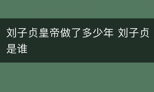 刘子贞皇帝做了多少年 刘子贞是谁