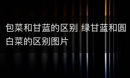 包菜和甘蓝的区别 绿甘蓝和圆白菜的区别图片