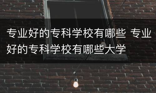 专业好的专科学校有哪些 专业好的专科学校有哪些大学