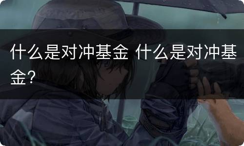什么是对冲基金 什么是对冲基金?