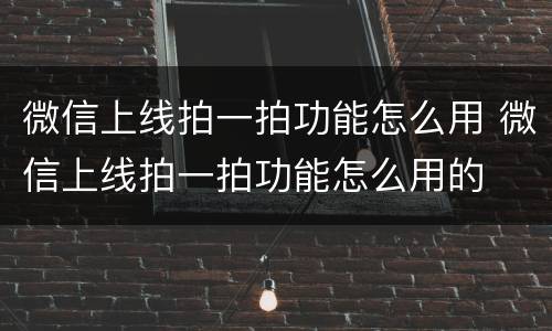 微信上线拍一拍功能怎么用 微信上线拍一拍功能怎么用的