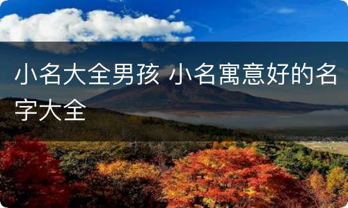 小名大全男孩 小名寓意好的名字大全