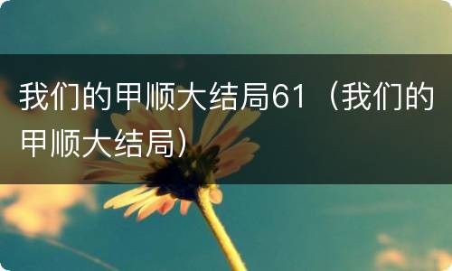 我们的甲顺大结局61（我们的甲顺大结局）